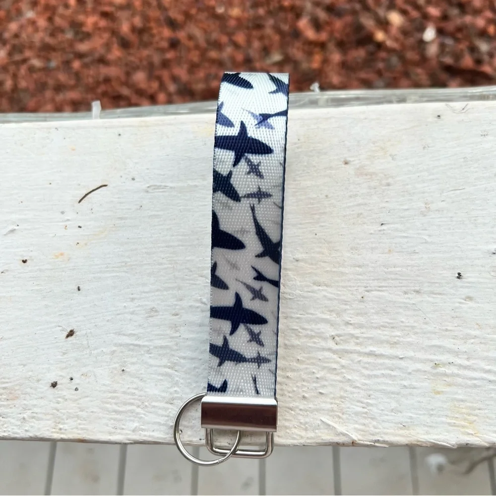 Handmade Shark Infested Keychain Wristlet